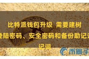 比特派钱包升级  需要建树登陆密码、安全密码和备份助记词